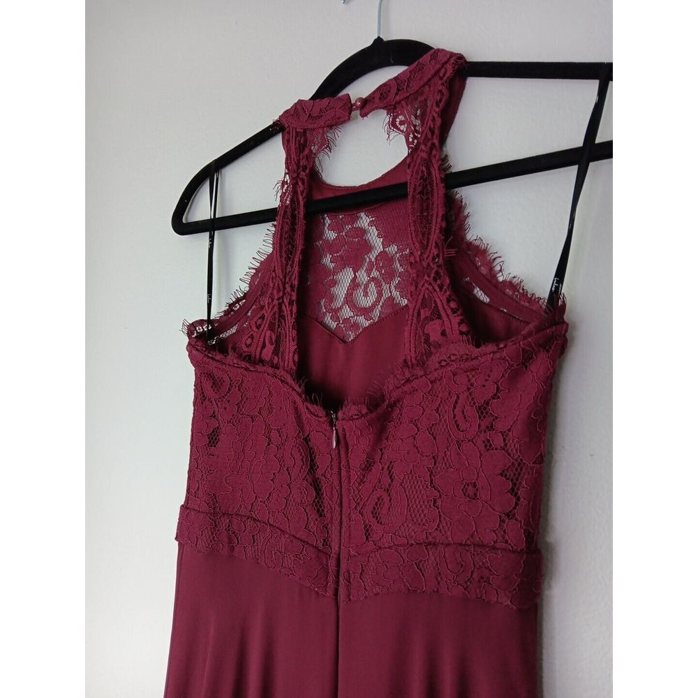 Lulu's Dance All Evening Burgundy Lace Maxi Dress Gown Size XSmall - Picture 9 of 13